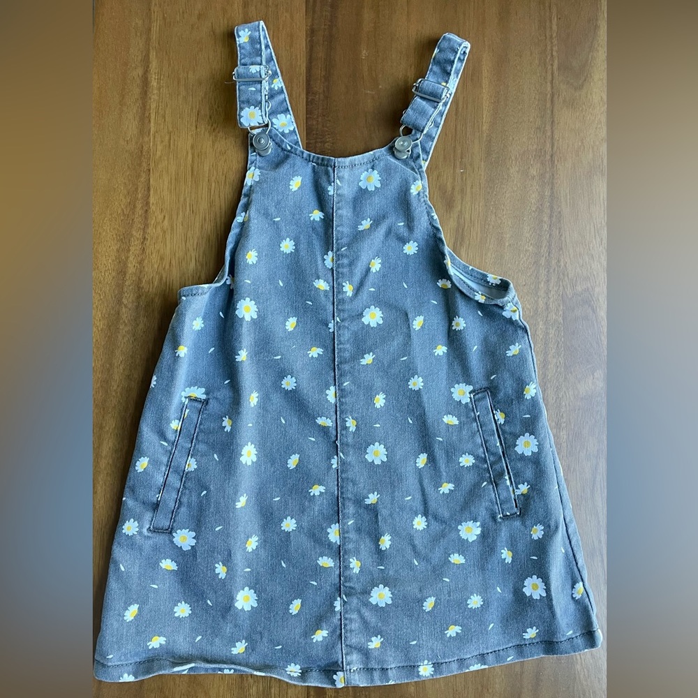 Wonder Nation Floral Denim Overall Dress - Size 4T